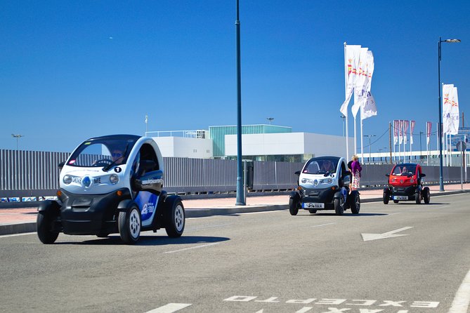 Malaga Highlights by Electric Car with Port Pick up - First views along the Malagueta waterfront
