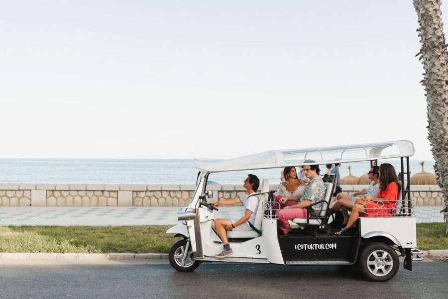 Malaga: Private City Tour by Eco Tuk Tuk - University of Malaga and the Bank of Spain