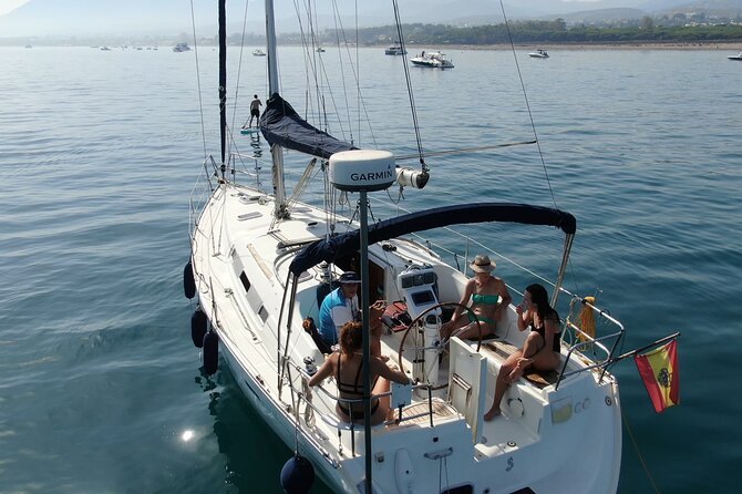 Marbella Private Sailboat: Navigation, Bath and Snacks (10 pax) - Leaving Puerto Banús for open water