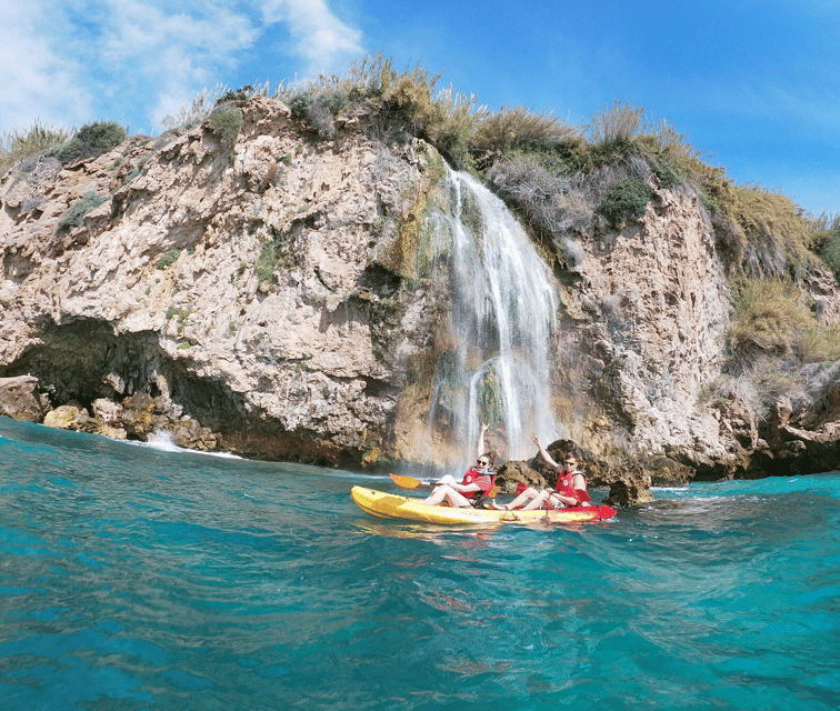 Nerja: Guided Kayak Tour Nerja Cliffs and Maro Waterfall - The safety briefing and first paddle