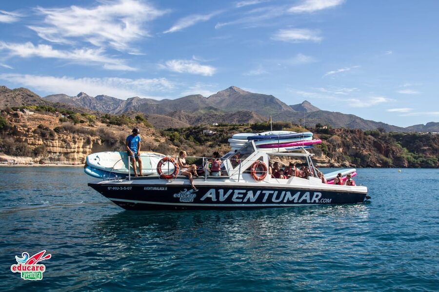 Nerja: Maro Waterfall Boat Trip with Paddleboarding & Drink - GoPro photos, music, and the small personal touches