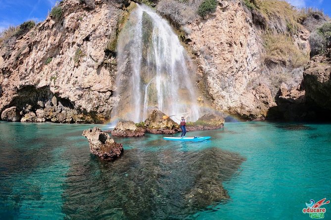 Paddle Surf Route Cliffs Nerja and Cascada de Maro + Snorkel - Paddling toward Cueva del Lobo